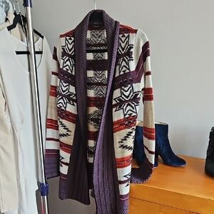 BCBG - Women's Aztec Knit Open Cardigan - Size Small